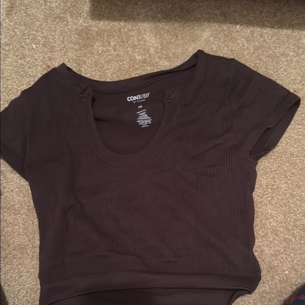 PacSun Brown Crop Top Fitted Short Sleeve